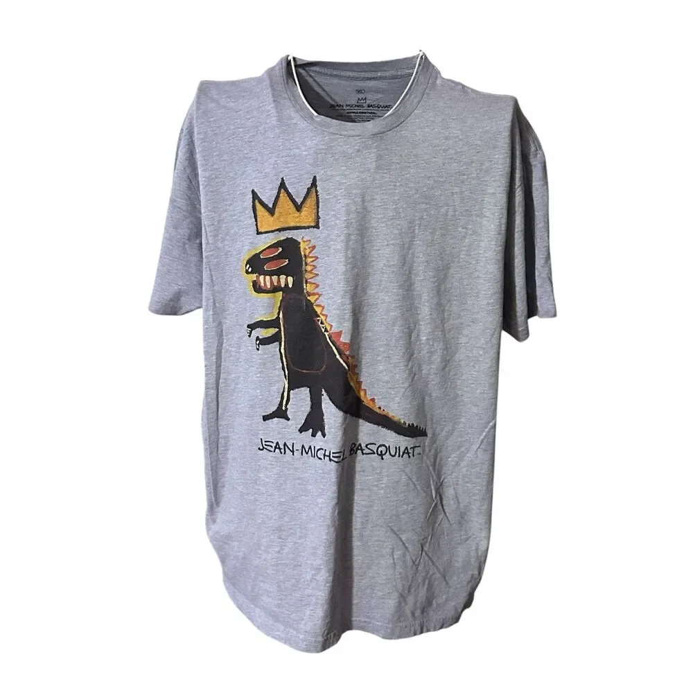 NICE Jean-Michel Basquiat Dino King T-Shirt Gray - Size XL short  Sleeve Shirt G